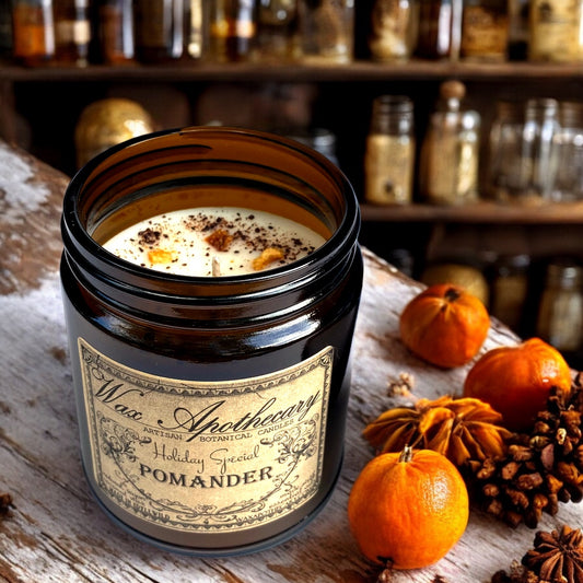 6 oz Botanical Candle in Amber Glass Jar - Pomander *Seasonal