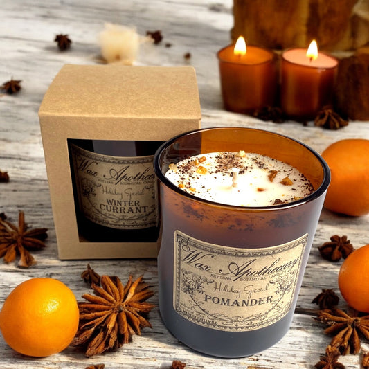 9 oz Pomander Artisan Amber Glass Candle *Seasonal