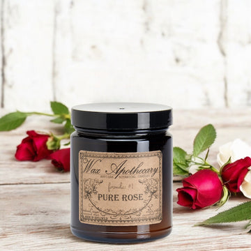 6 oz Botanical Candle in Amber Glass Jar - Pure Rose