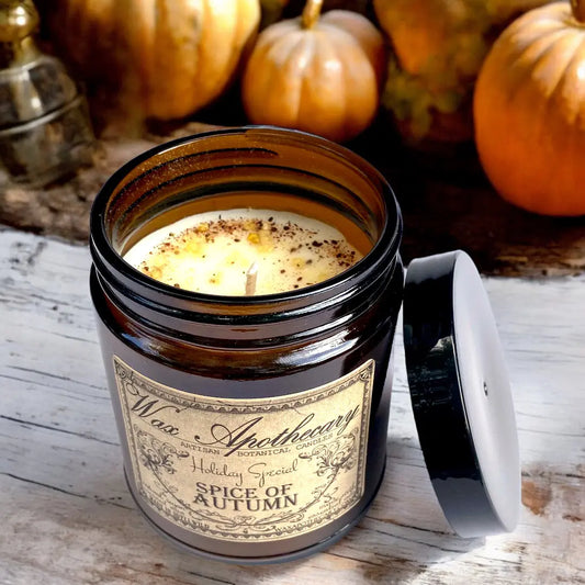 6 oz Botanical Candle in Amber Glass Jar - Spice of Autumn *Seasonal