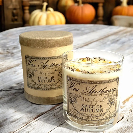 Spice of Autumn 7 oz Botanical Candle in Scotch Glass *Seasonal