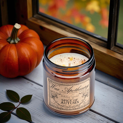 Pumpkin Spice Latte Inspired Coffee & Autumn Spice Candle Duo in 6oz Amber Glass
