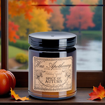 6 oz Botanical Candle in Amber Glass Jar - Spice of Autumn *Seasonal