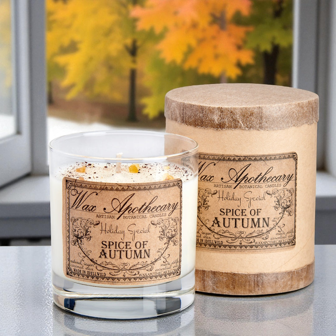 Spice of Autumn 7 oz Botanical Candle in Scotch Glass *Seasonal