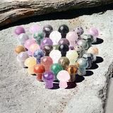 Assortment of 12 Mushroom Hand-cut Crystal Gemstone & Stones