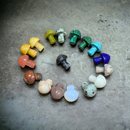 MUSHROOM HAND-CUT CRYSTAL GEMSTONE STONE (SET of 12)