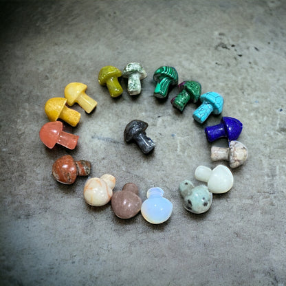 MUSHROOM HAND-CUT CRYSTAL GEMSTONE STONE (SET of 12)