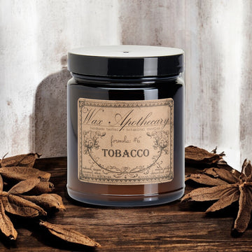 6 oz Botanical Candle in Amber Glass Jar - Tobacco