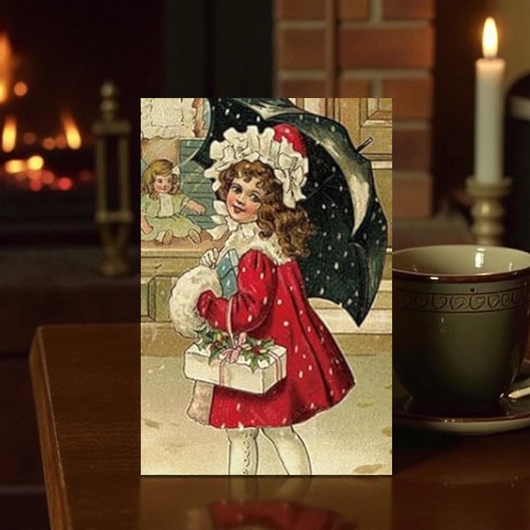 Victorian & Vintage Christmas & Holiday Card with Envelope & Seal Set