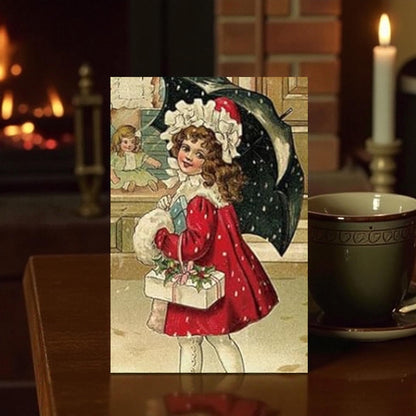 Victorian & Vintage Christmas & Holiday Card with Envelope & Seal Set