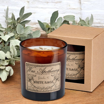 9 oz White Sage Artisan Amber Glass Candle