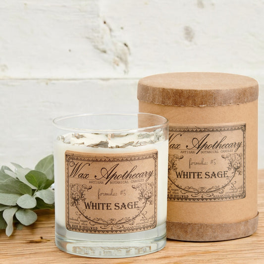 White Sage 7 oz Botanical Candle in Scotch Glass