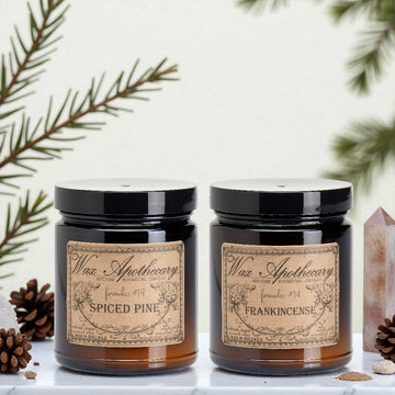 Winter Ritual Candle Duo in 6oz Amber Glass