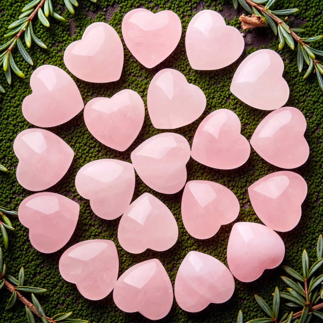 💖Rose Quartz Crystal 1" Heart Stones 💕✨