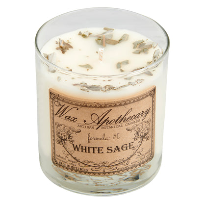 White Sage 7 oz Botanical Candle in Scotch Glass