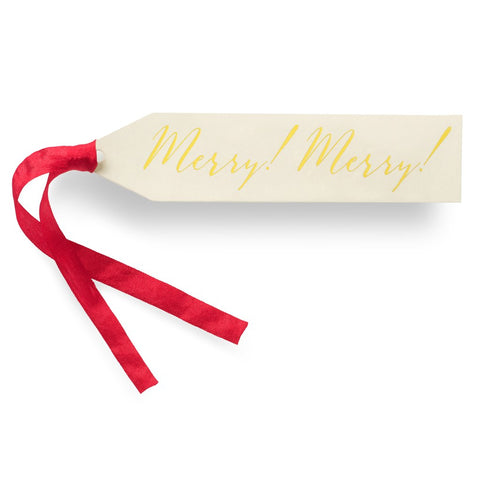 Letterpress MERRY Gift Tags & Silk Ribbon